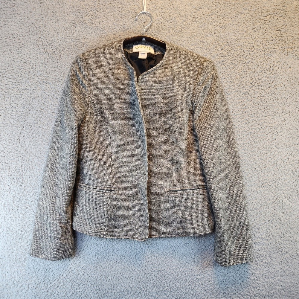 Orvis Pants and Blazer Suit Women's Size 8 Wool  Gray Open front Pockets
